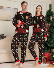 Pine Cheer | Black Santa Print Christmas Pajamas Unisex & Family