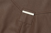 Rafael Moretti | Oversized Leather Jacket With Stand Collar For Men