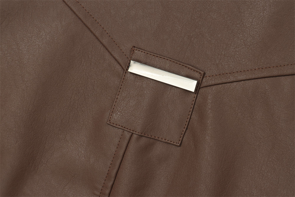 Rafael Moretti | Oversized Leather Jacket With Stand Collar For Men