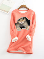 Lucille Armand | Cat Print Fleece-Lined Sweatshirt For Women