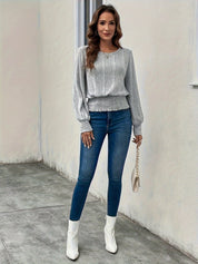 Noelle Bianchi | Ribbed Sweater With Smocked Hem