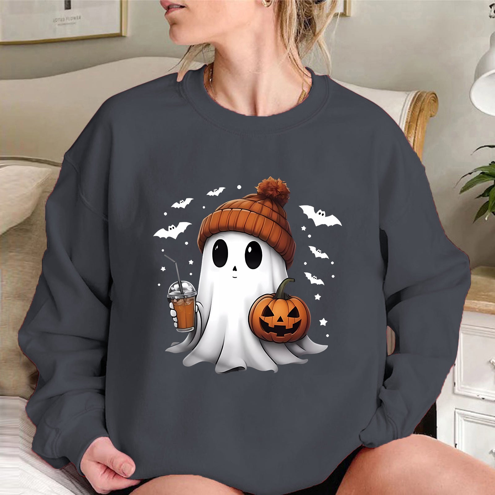 Rosamund Kingsley | Halloween Ghost Print Sweatshirt For Women