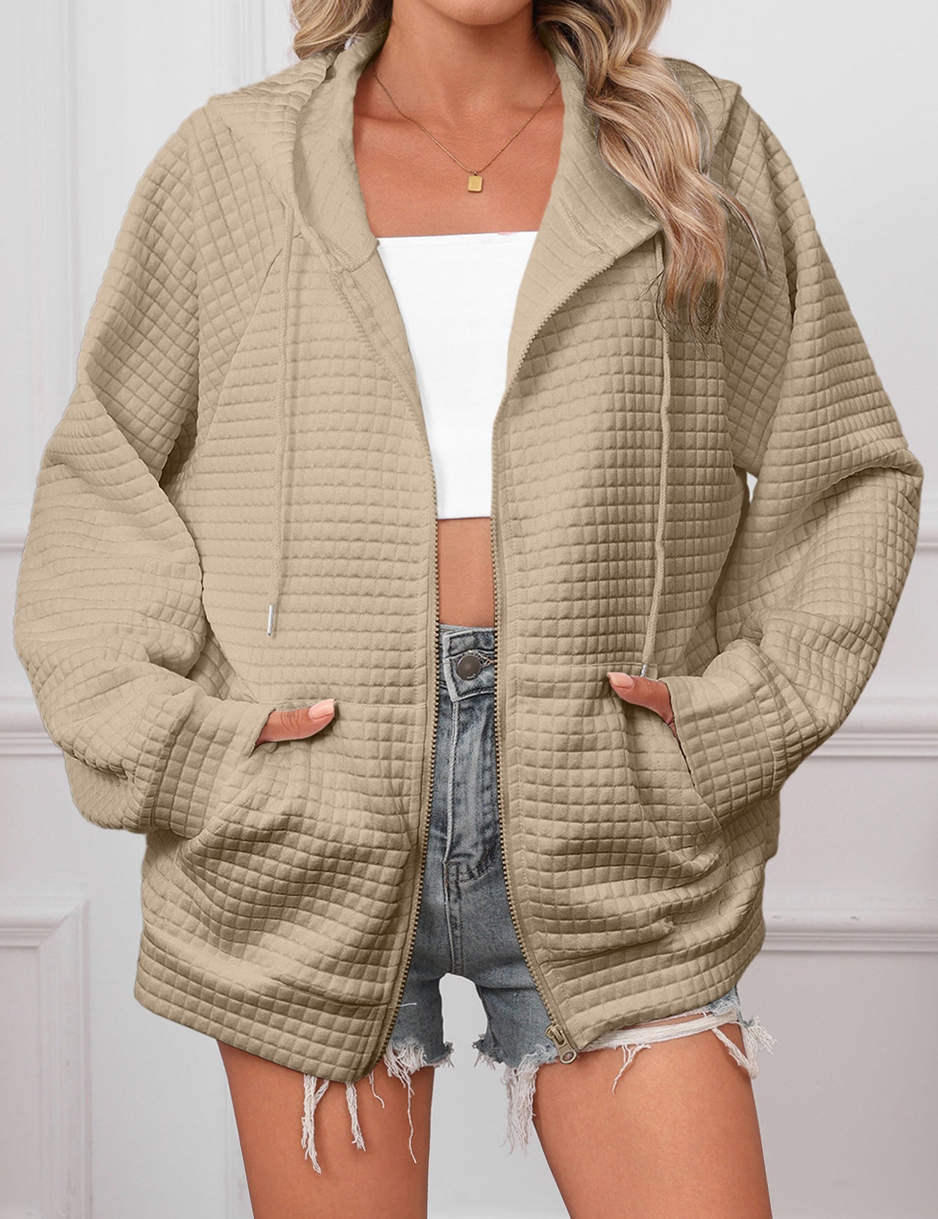 Cecilia Montrose | Textured Zip-Up Hooded Jacket For Women