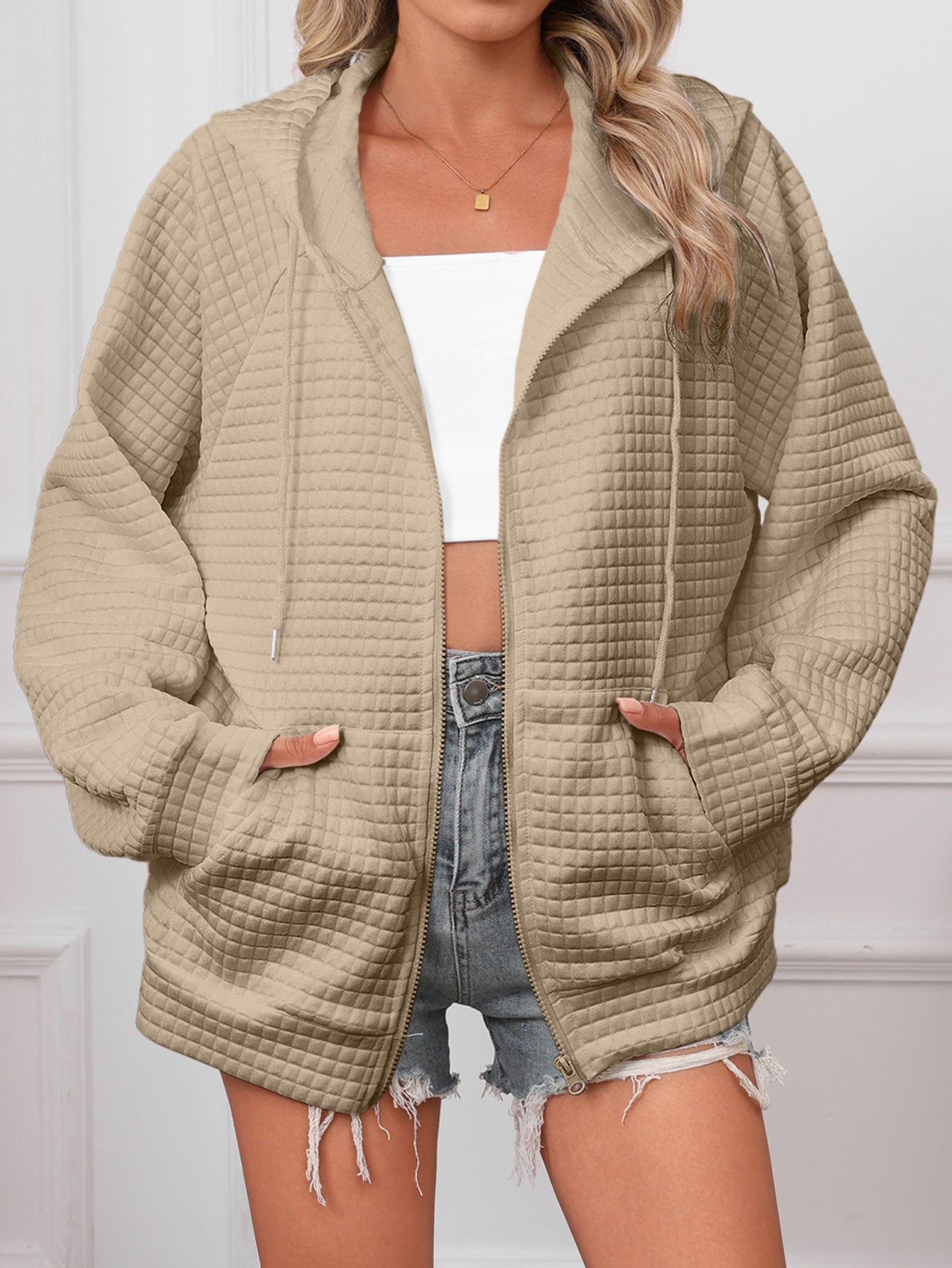 Cecilia Montrose | Textured Zip-Up Hooded Jacket For Women