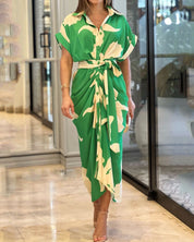 Greta Bellavance | Abstract Print Midi Shirt Dress For Women