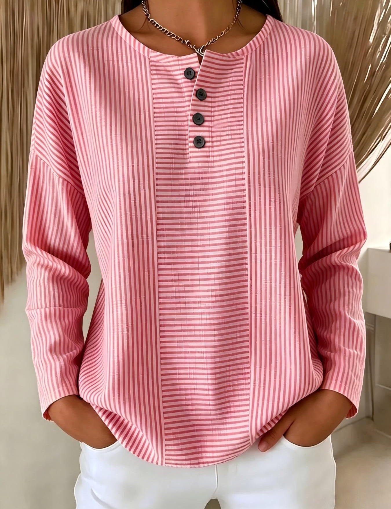 Genevieve Lacroix | Striped Long-Sleeve Blouse For Women