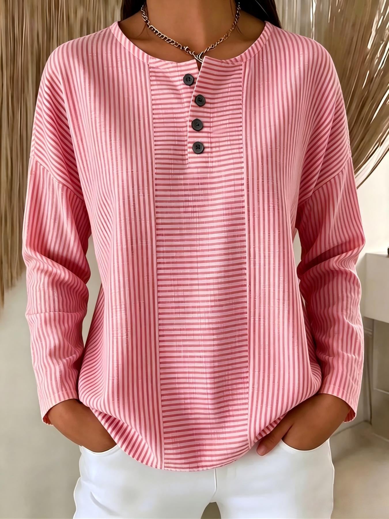 Genevieve Lacroix | Striped Long-Sleeve Blouse For Women