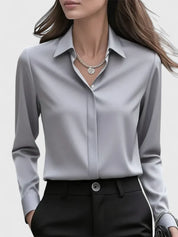 Clarisse Wentford | White Long Sleeve Button-Down Shirt