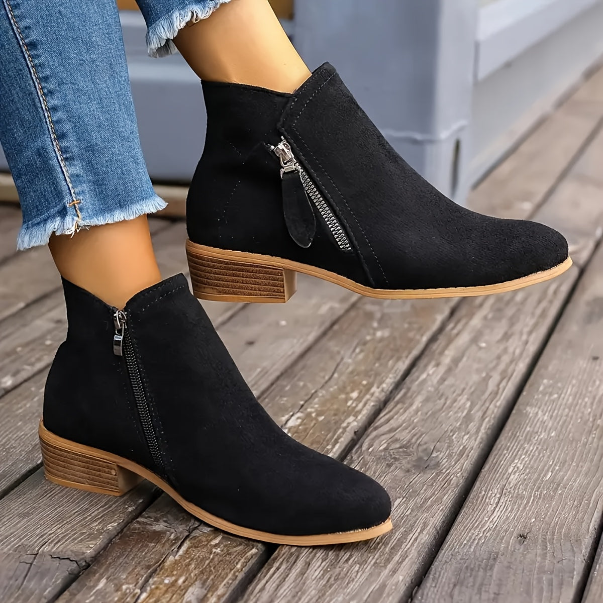 Harriet Stonewood | Suede Ankle Boots For Women With Side Zipper