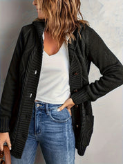 Rosalind Kingsley | Cozy Hooded Button Sweater For Women