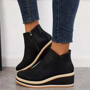 Lucette Fairborne | Navy Wedge Ankle Boots For Women
