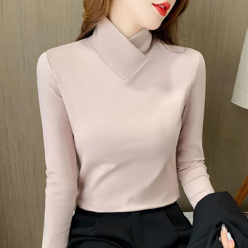 Lou Braydale | Crossover V-Neck Turtleneck Top For Women