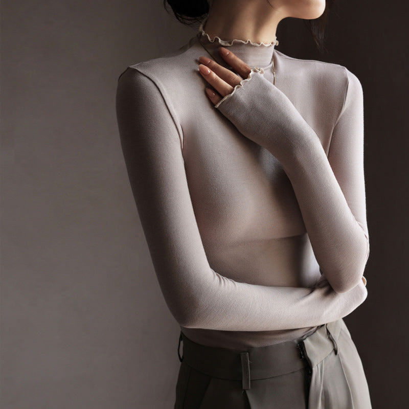 Fleur Dumont | Ruffle Mock Neck Long Sleeve Top For Women