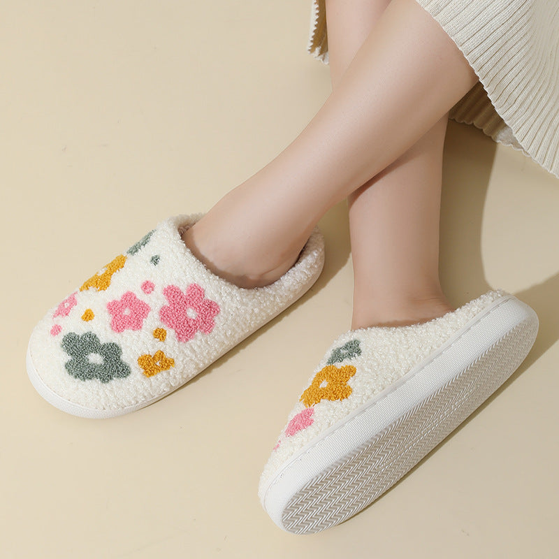Colette Danvers | Floral Fleece House Slippers For Women