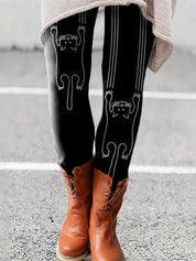 Selene Vasari | Cat Print Leggings For Women