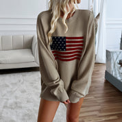 Sloane Hartfield | American Flag Oversized Sweater For Women