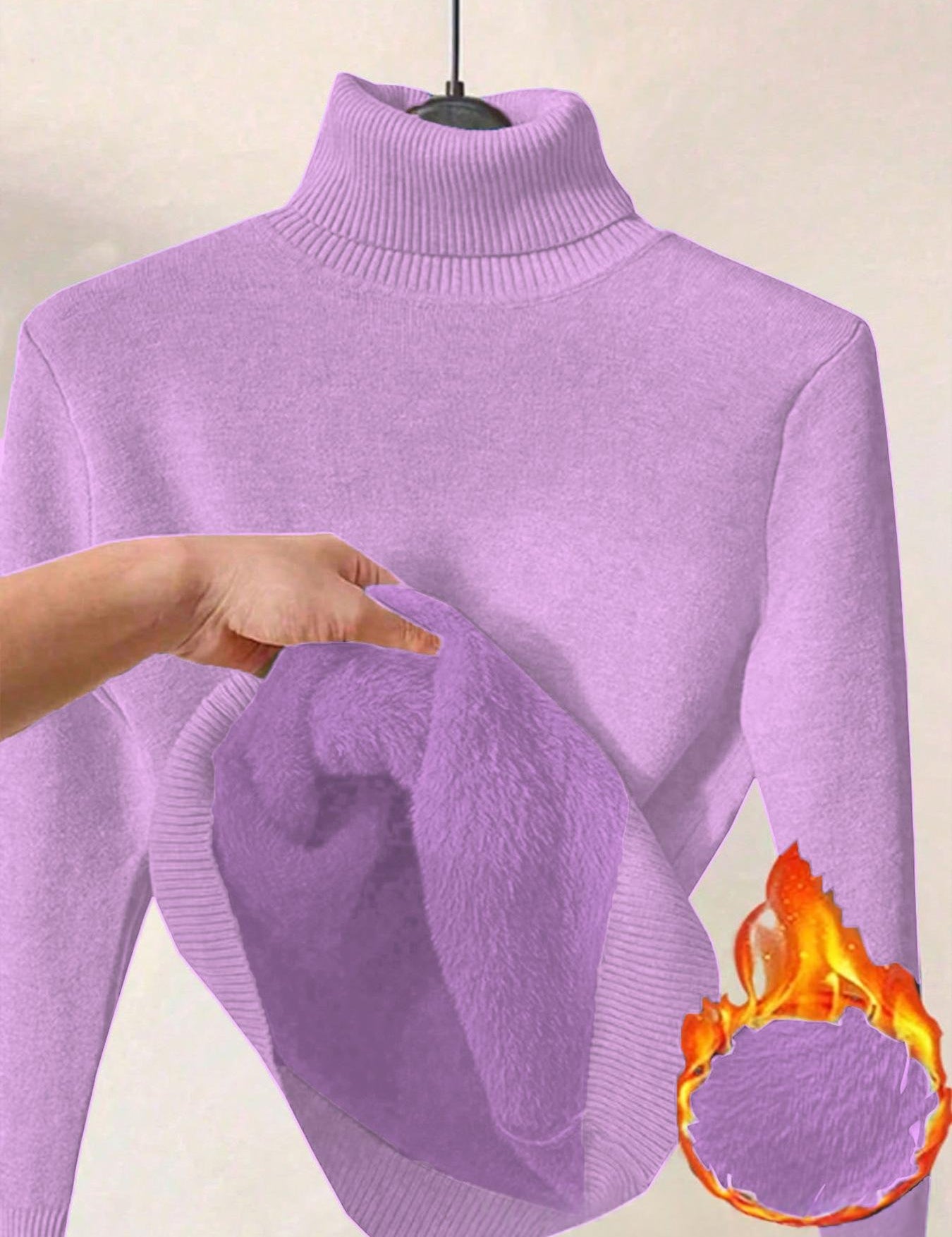 Margot Delaine | Turtleneck Fleece-Lined Sweater For Women