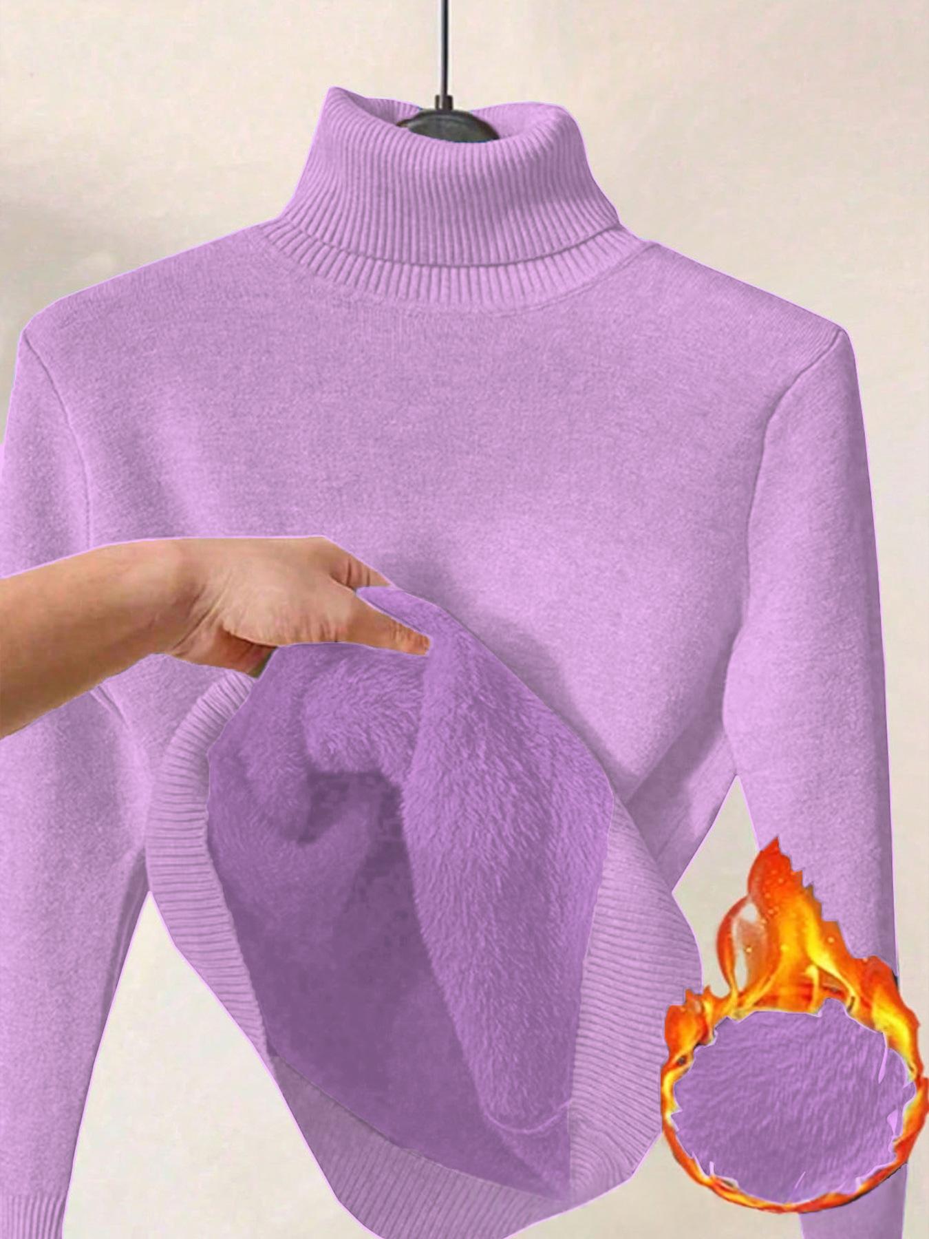 Margot Delaine | Turtleneck Fleece-Lined Sweater For Women