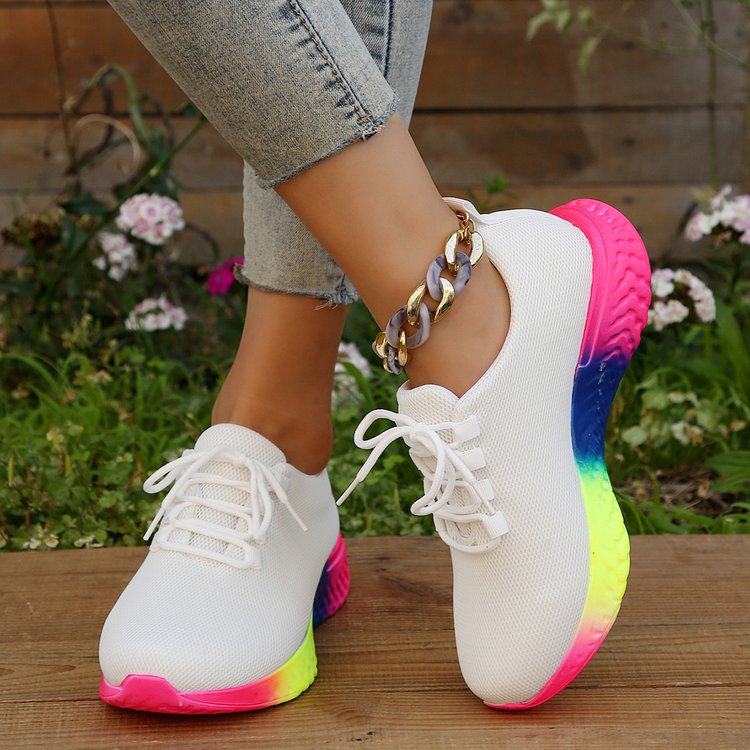 Lucia Ravenna | Rainbow Sole Mesh Sneakers For Women