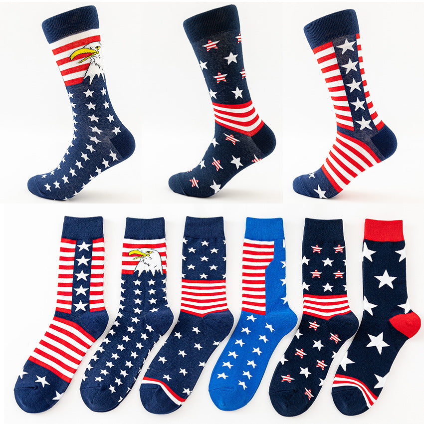 Sylvie Esterhazy | Flag Print Veterans Day Crew Socks Five Pack Unisex & Couples