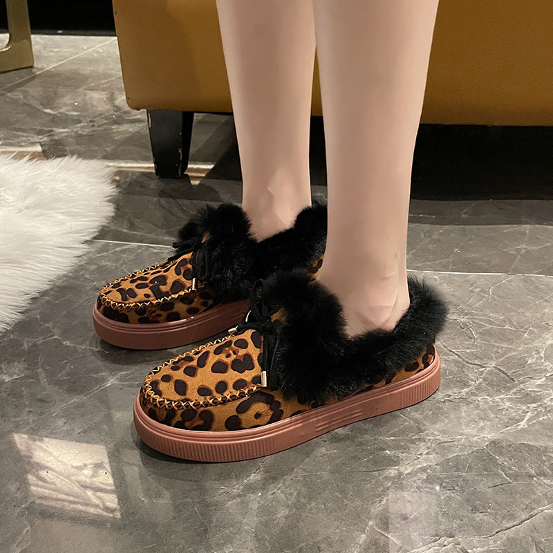 Chiara Bellucci | Fluffy Fur-Trim Moccasin Slippers For Women