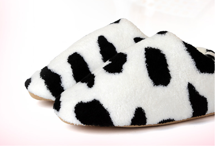 Marlo Thornford | Cow Print Fluffy Slippers For Women