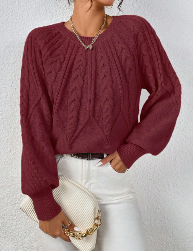 Rosalie Thornbury | Cable-Knit Crew Neck Sweater For Women