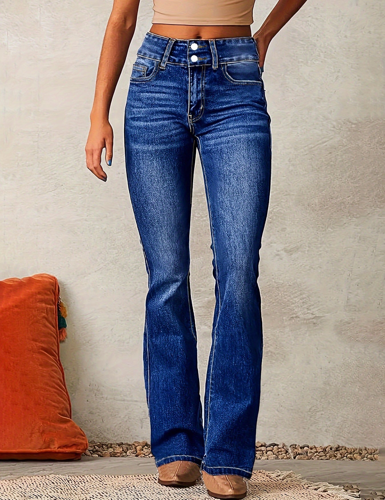 Eloise Fabron | Flared Skinny Jeans With Distressed Detail For Women