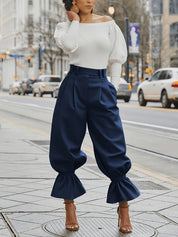 Odile Fenwick | Ruffled-Hem Wide-Leg Trousers For Women