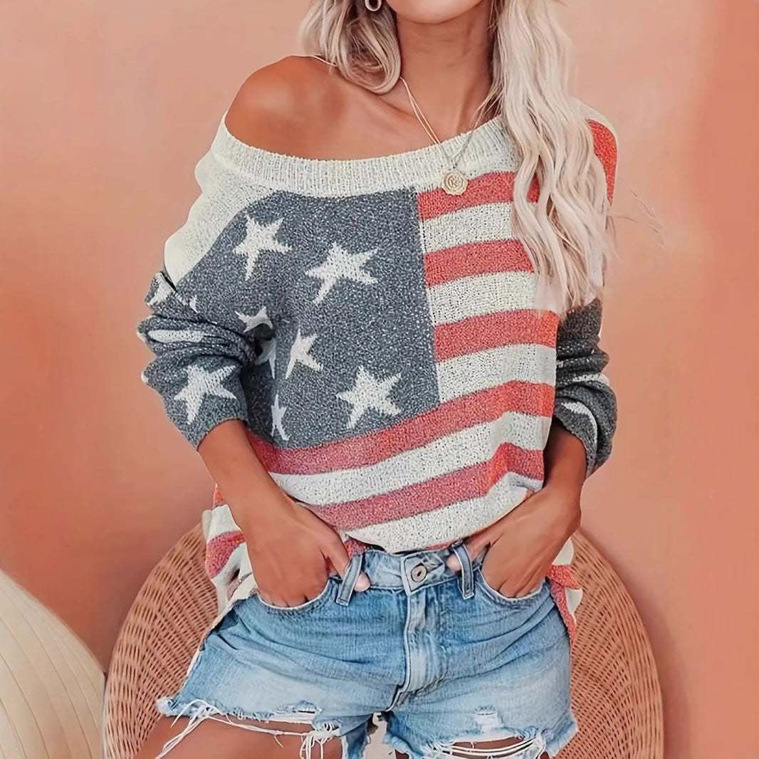Brielle Ashmore | American Flag Knit Sweater For Women