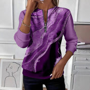 Renée Wentfield | Abstract Print Quarter-Zip Sweatshirt For Women