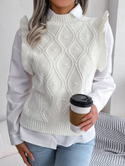 Yvette Bellamont | Ruffled Diamond Knit Sweater Vest For Women