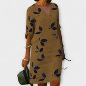 Marceline Vautrey | Leaf Print Midi Dress For Women