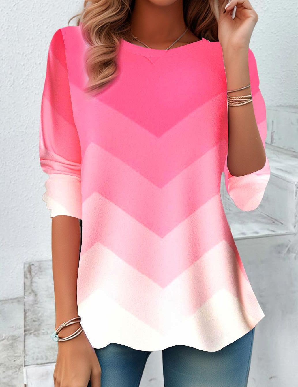 Giovanna Rinaldi | Ombre Striped Long Sleeve Top For Women