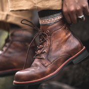Heath Fenfield | Burnished Leather-Look Lace-Up Ankle Boots For Men