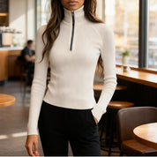 Elena Marchetti | Slim-Fit Ribbed Knit Top For Women