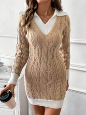 Amara Delfontaine | Cable-Knit Collared Sweater Dress For Women