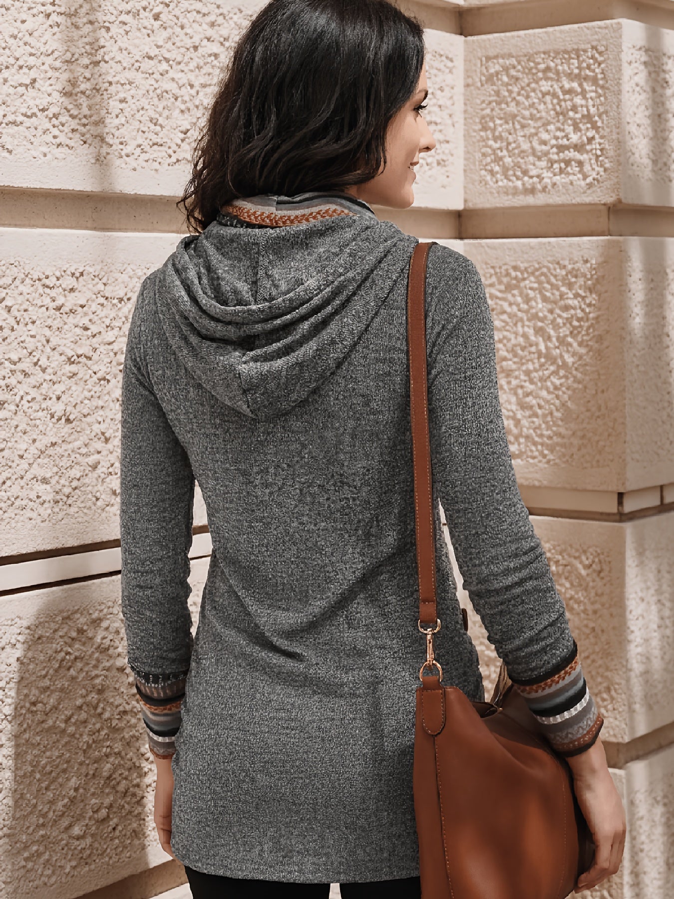 Giselle Montfort | Cowl-Neck Patterned Button Top For Women
