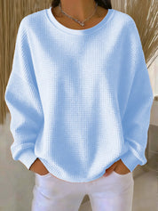 Nadia Brennan | Waffle Knit Oversized Pullover Sweatshirt For Women