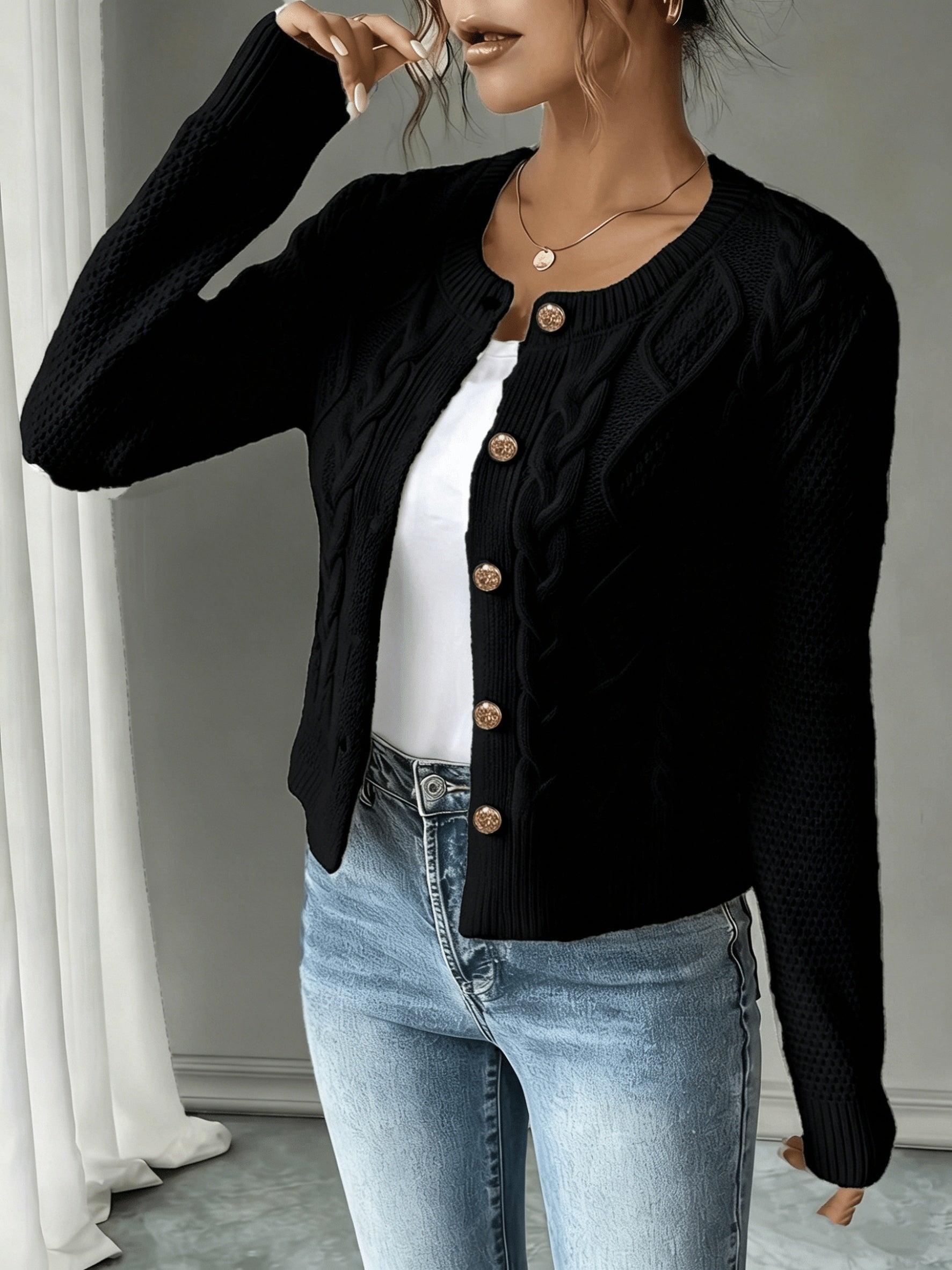 Vittoria Rossignol | Cable-Knit Button-Front Cardigan For Women