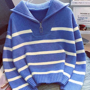 Perrine Duchamp | Striped Quarter-Zip Sweater For Women