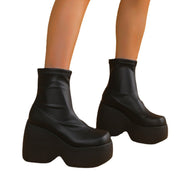 Océane Beaufort | Wedge Platform Ankle Boots For Women