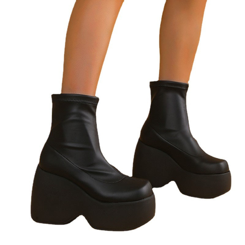 Océane Beaufort | Wedge Platform Ankle Boots For Women