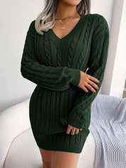 Margot Delahaye | Cable-Knit Peplum Sweater Mini Dress For Women