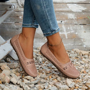 Luciana Velthorpe | Beige Perforated Slip-On Comfort Flats