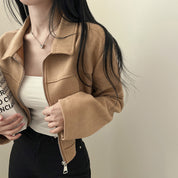 Fabienne Roquet | Cropped Suede Leather Jacket For Women