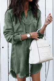 Céleste Beaurivage | Washed Denim Shirt Dress Long Sleeve