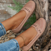 Luciana Velthorpe | Beige Perforated Slip-On Comfort Flats