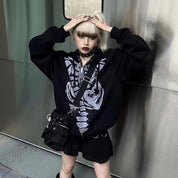 Nina Delvaux | Skeleton Print Zip-Up Hoodie For Women