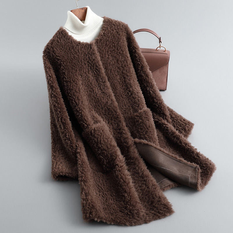 Elle Fenbrook | Mid-Length Teddy Coat For Women
